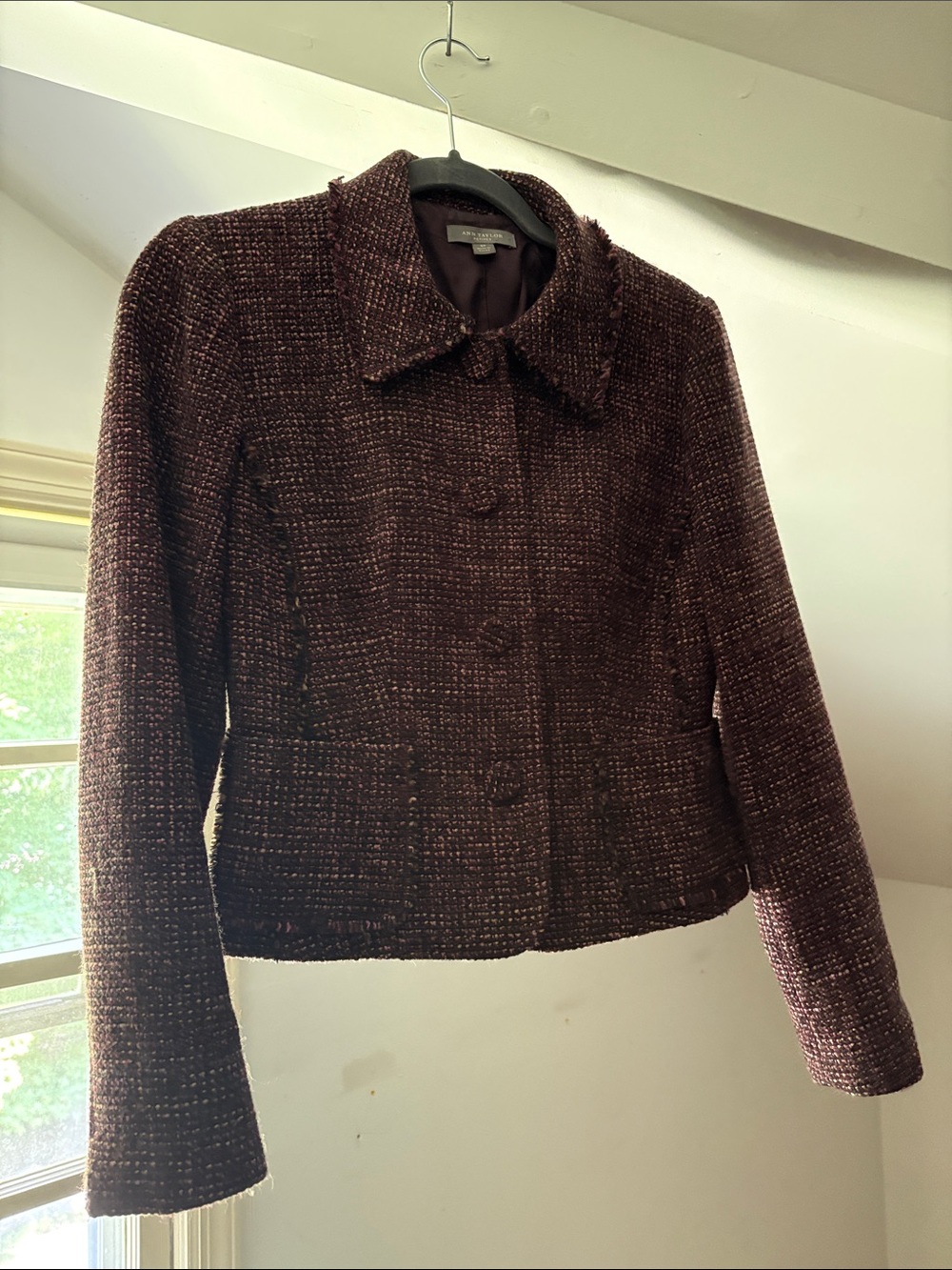 Ann Taylor Dark Brown Tweed Blazer Jacket